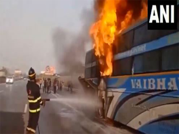 Maharashtra: Bus carrying 36 passengers catches fire on Mumbai-Pune Expressway